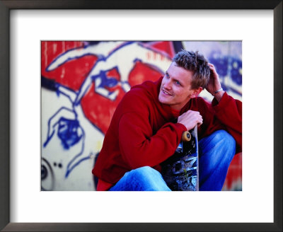 Young Man With Skateboard, Melbourne, Australia by Richard I'anson Pricing Limited Edition Print image