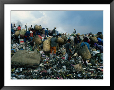 People Searching Through Rubbish In Manila's Smoky Mountain, Manila, Philippines by Oliver Strewe Pricing Limited Edition Print image