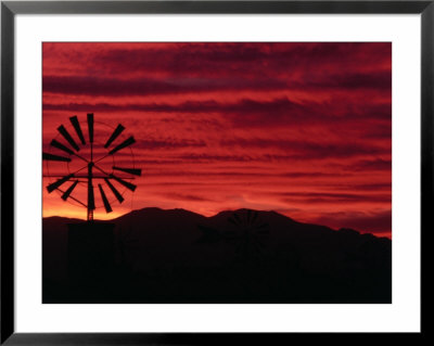 Windmill Silhouetted By Sunset, Mallorca, Balearic Islands, Spain by Bill Wassman Pricing Limited Edition Print image