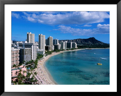 Waikiki Beach And Diamond Head, Honolulu, United States Of America by Holger Leue Pricing Limited Edition Print image