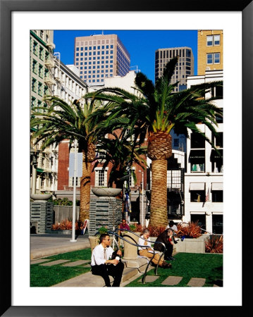 People Sitting In A Garden In Union Square, San Francisco, United States Of America by Richard Cummins Pricing Limited Edition Print image