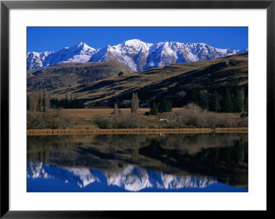 Snow-Capped Mountains Reflected In Lake Hayes, Near Arrowtown, Queenstown, Otago, New Zealand by David Wall Pricing Limited Edition Print image