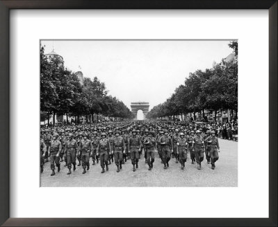 American Troops Marching Down The Champs Elysees During Liberation Day Parade by Bob Landry Pricing Limited Edition Print image