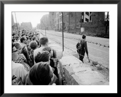 W. Berlin Citizens Crowding Against Nascent Berlin Wall In Russian Controlled Sector Of The City by Paul Schutzer Pricing Limited Edition Print image