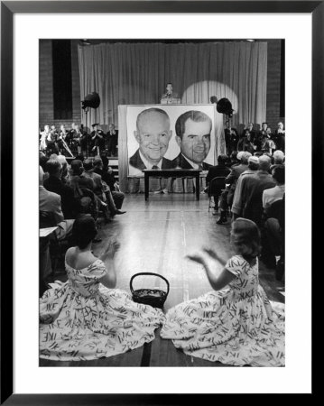 Ike Girls Applauding Campaign Speech By Vice President Richard Nixon by Carl Mydans Pricing Limited Edition Print image