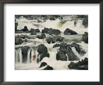 A Kayaker Takes The Last Plunge Over A Swift-Flowing Waterfall by Skip Brown Pricing Limited Edition Print image
