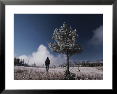 Steam Rises Behind A Man In A Frost-Covered Pocket Basin Field by Raymond Gehman Pricing Limited Edition Print image