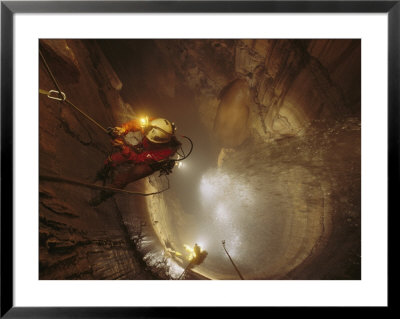 281 Feet Off The Deck, Kent Ballew Nears The Top Of Mystery Falls by Stephen Alvarez Pricing Limited Edition Print image