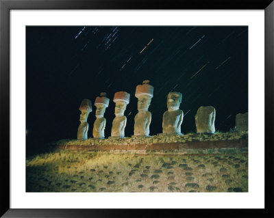 A View Of The Night Sky And Illuminated Moai by Richard Nowitz Pricing Limited Edition Print image