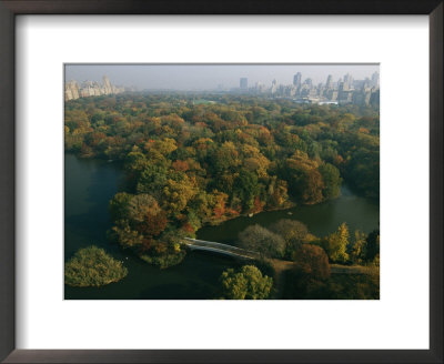 Aerial View Of Central Park And The Manhattan Skyline In The Fall by Melissa Farlow Pricing Limited Edition Print image