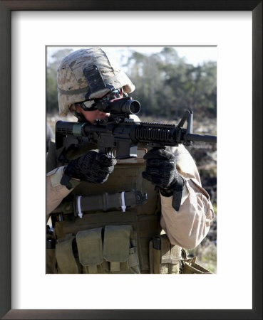 Soldier Looks Through The Scope Of M-4 Carbine Rifle by Stocktrek Images Pricing Limited Edition Print image