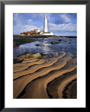St. Marys Lighthouse With Sand Patterns, Newcastle, Uk by David Clapp Pricing Limited Edition Print image