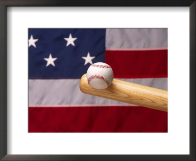 Bat Hitting Baseball Against Flag by Tomas Del Amo Pricing Limited Edition Print image