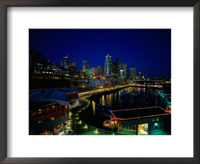 New Marina Waterfront At Night, Seattle, Wa by Jim Corwin Pricing Limited Edition Print image