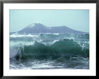 Waves With Anak Krakatoa Volcano Behind, Sunda Straits, Indonesia by Mary Plage Pricing Limited Edition Print image