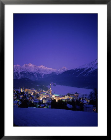 St. Moritz At Night, Switzerland by Walter Bibikow Pricing Limited Edition Print image