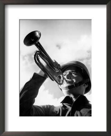 Army Bugler In Helmet by Ewing Galloway Pricing Limited Edition Print image