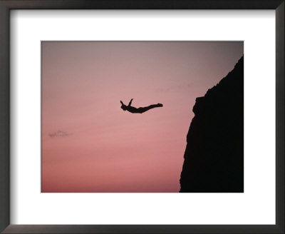 Man Diving Off Cliff, Acapulco, Mexico by Mick Roessler Pricing Limited Edition Print image