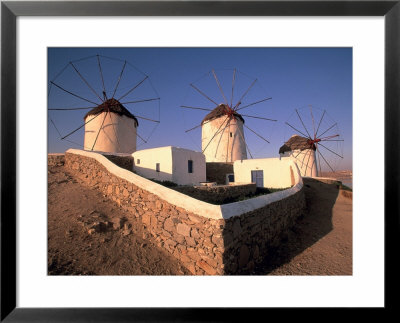 Windmills At Sunrise, Mykonos, Greece by Walter Bibikow Pricing Limited Edition Print image