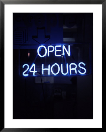 Open 24 Hours Neon Sign by Kurt Freundlinger Pricing Limited Edition Print image