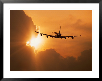 Jumbo Jet Banking Into Sunset by Peter Walton Pricing Limited Edition Print image
