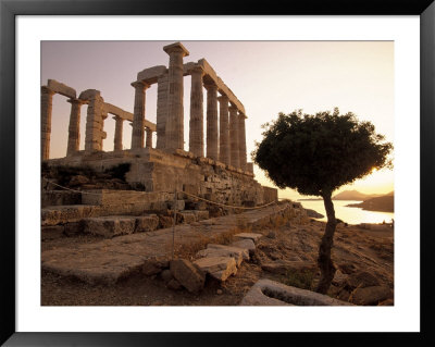 Temple Of Poseidon Sunset, Sounion, Attica, Greece by Walter Bibikow Pricing Limited Edition Print image