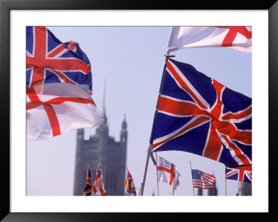 Union Jack And Other Flags, London, England by Walter Bibikow Pricing Limited Edition Print image