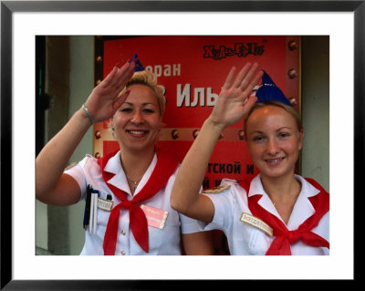 Zov Ilycha, Waitresses Dressed As Pioneers At Soviet Themed Restaurant, St. Petersburg, Russia by Jonathan Smith Pricing Limited Edition Print image