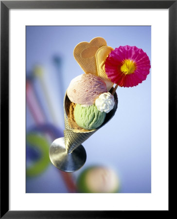 Strawberry, Pistachio & Chocolate Ice Cream, Cream & Wafers by Martina Urban Pricing Limited Edition Print image