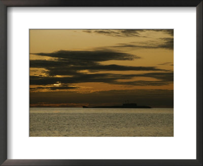 Silhouetted Russian Submarine In The White Sea by James P. Blair Pricing Limited Edition Print image