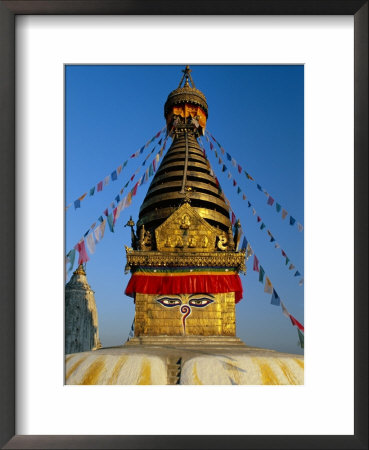 Spire And Prayer Flags Of The Swayambhunath Stupa In Kathmandu, Nepal, Asia by Gavin Hellier Pricing Limited Edition Print image