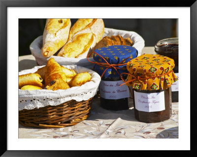 Wicker Basket With Croissants And Breads, Clos Des Iles, Le Brusc, Var, Cote D'azur, France by Per Karlsson Pricing Limited Edition Print image