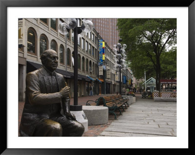Statue In Quincy Market, Faneuil Hall Marketplace, Boston, Massachusetts, United States Of America by Amanda Hall Pricing Limited Edition Print image