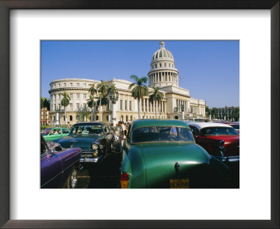 Old 1950S American Cars Outside El Capitolio Building, Havana, Cuba by Bruno Barbier Pricing Limited Edition Print image
