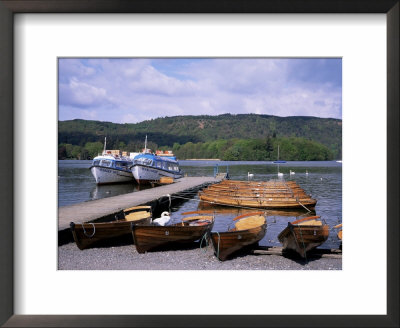 Boats At Bowness-On-Windermere, Belle Isle In The Background, Lake District, Cumbria, England by Roy Rainford Pricing Limited Edition Print image