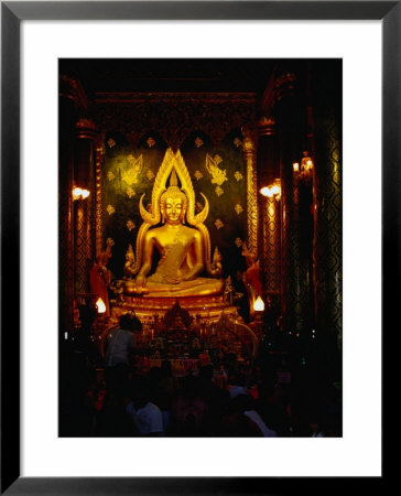 Worshippers In Front Of Chinnarat Buddha In Wat Phra Si Ratana Mahathat, Phitsanulok, Thailand by Glenn Beanland Pricing Limited Edition Print image