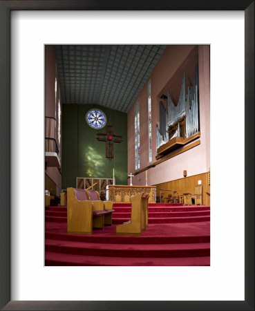 Cathedral Interior With Stained Glass And Cross, North Island, New Zealand by Don Smith Pricing Limited Edition Print image