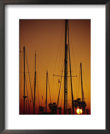 Sunset And Boat Masts, Ventura Harbor, Ca by Jeff Greenberg Pricing Limited Edition Print image