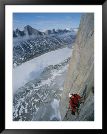 Mountain Climber Ascending Great Sail Peak Above Stewart Valley by Gordon Wiltsie Pricing Limited Edition Print image