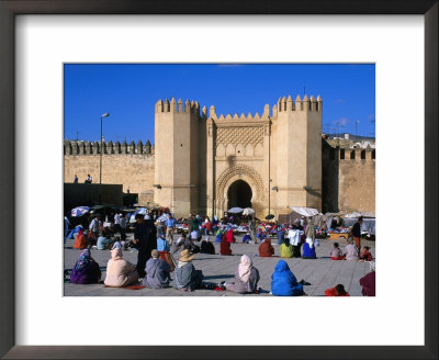 People Gathered In Front Of Bab El Mahrouk Gate In Old Fes (Fes El Bali), Fes, Morocco by John Elk Iii Pricing Limited Edition Print image