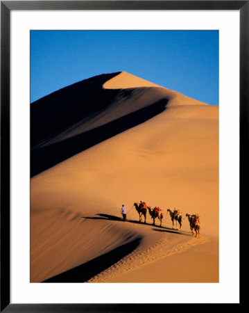 Camel Caravan At Sunset, Silk Road, China by Keren Su Pricing Limited Edition Print image