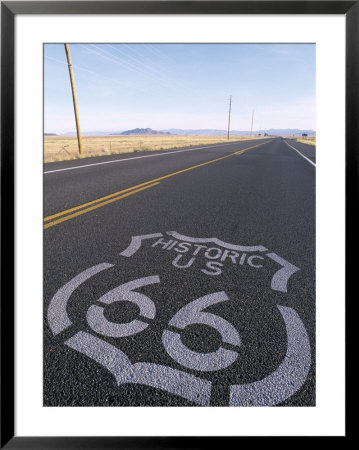 Historic Route 66 Sign On Highway, Seligman, Arizona, Usa by Steve Vidler Pricing Limited Edition Print image
