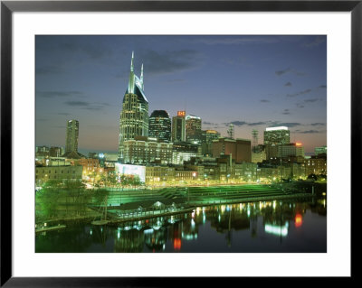 City Skyline And Cumberland River At Dusk, Riverfront Park, Nashville, Tennessee, Usa by Gavin Hellier Pricing Limited Edition Print image