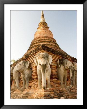 Elephant Statues At The Base Of Wat Cahang Lom, Thailand by Gavriel Jecan Pricing Limited Edition Print image