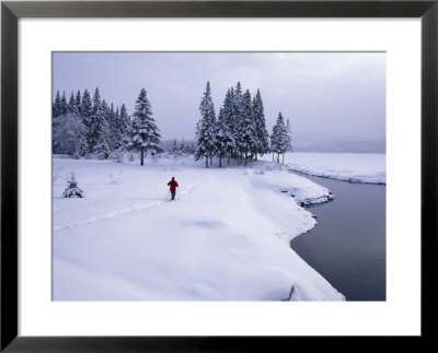 Snowshoeing On The Shores Of Second Connecticut Lake, Northern Forest, New Hampshire, Usa by Jerry & Marcy Monkman Pricing Limited Edition Print image
