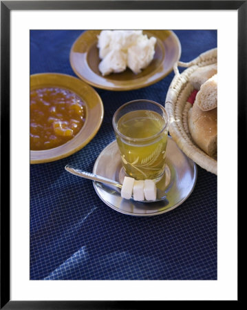 Moroccan Breakfast: Mint Tea, And Bread, Ait Benhaddou, Atlas Mountains, Morocco by Walter Bibikow Pricing Limited Edition Print image