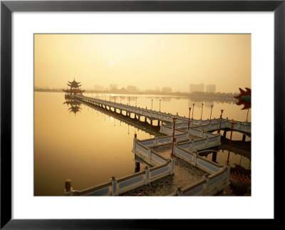 Lotus Lake, Nine Cornered Bridge And Wuli Pagoda, Dawn, Sunrise, Kaohsiung, Taiwan by Steve Vidler Pricing Limited Edition Print image