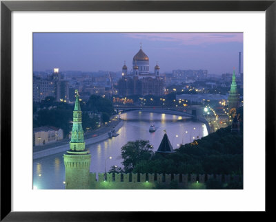 City Skyline And The Moskva River At Dusk, Moscow, Russia by Charles Bowman Pricing Limited Edition Print image