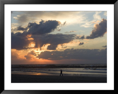 Israel, Man Walking On Beach, Tel Aviv, Israel by Keenpress Pricing Limited Edition Print image