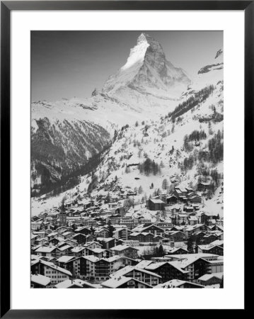 Morning Town View With Matterhorn, Zermatt, Valais, Wallis, Switzerland by Walter Bibikow Pricing Limited Edition Print image